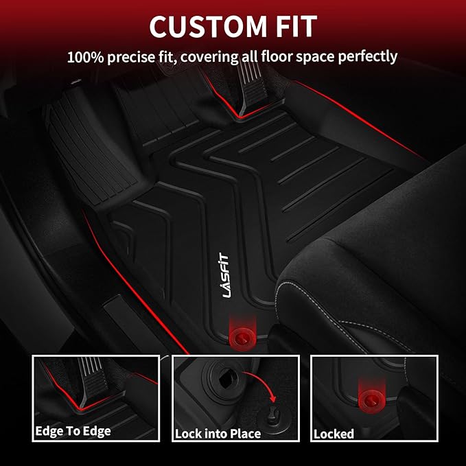 LASFIT Floor Mats for Lexus RX 2022 2021 2020 2019 2018 2017 2016 RX350 RX450h, All Weather Floor Liners Custom Fit TPE Car Mats Front & Rear Mats, Black