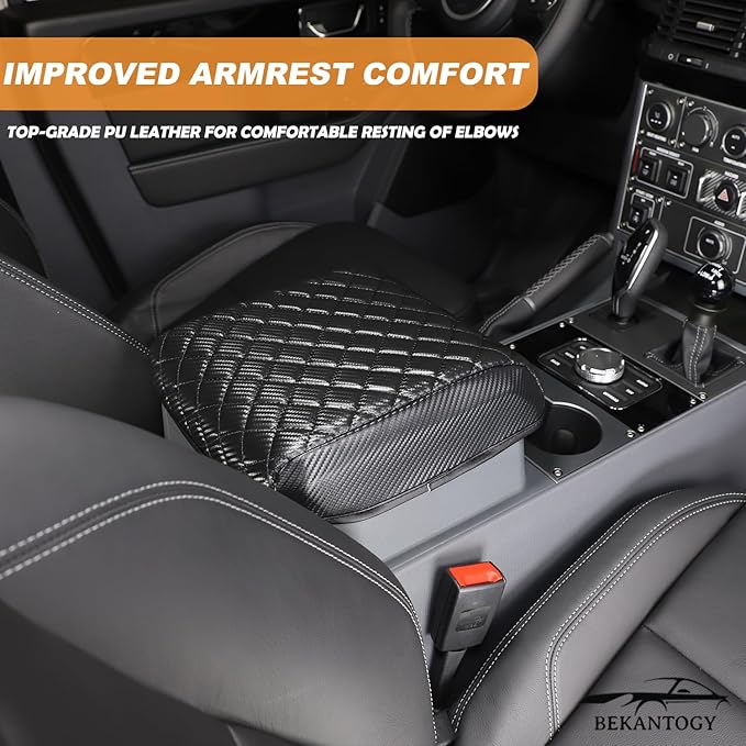 Car Armrest Box Cover Protector Compatible with Ineos Grenadier 2020-2024 Center Console Lid Protector Cover Original Customized Armrest Cover (Carbon Fiber Texture)