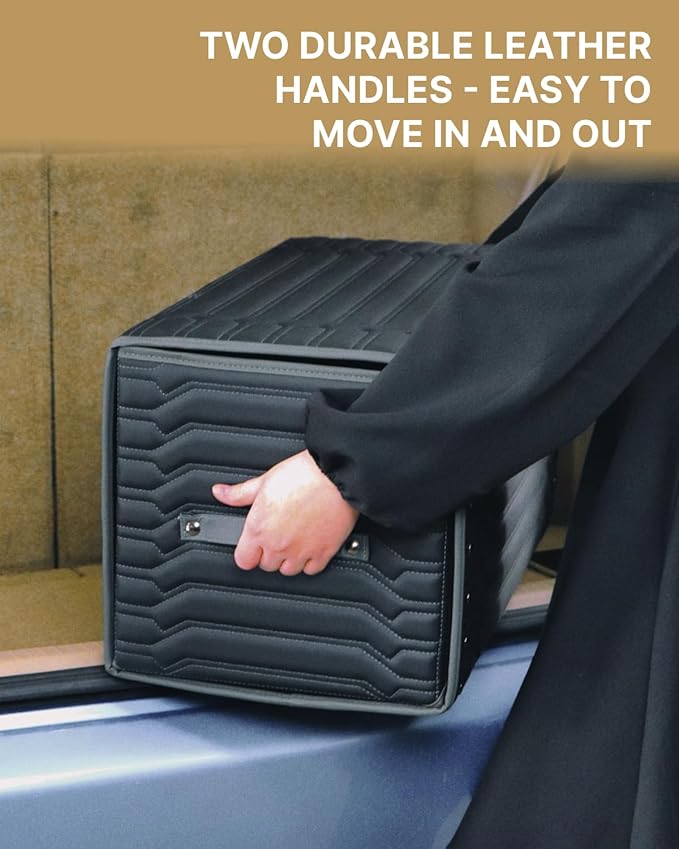 Car Trunk Organizer For Shoes - Storage Crate For SUV, Sedan Or Truck - Foldable Cargo Bin For Travel Gear & Sports Kits - Practical Holiday Gifts For Drivers (Highway 21.6 inch)