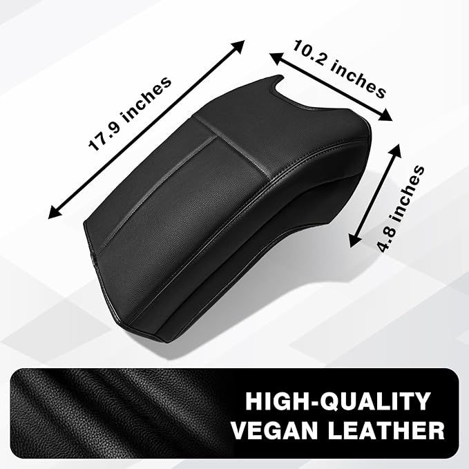 Muslogy Center Console Armrest Cover Compatible with Ford F250 F350 F450 2011-2016 Super Duty Comfort Armrest Pad Arm Rest Cushion Vegan Leather Protector Regular Thick(Bucket Seat ONLY)