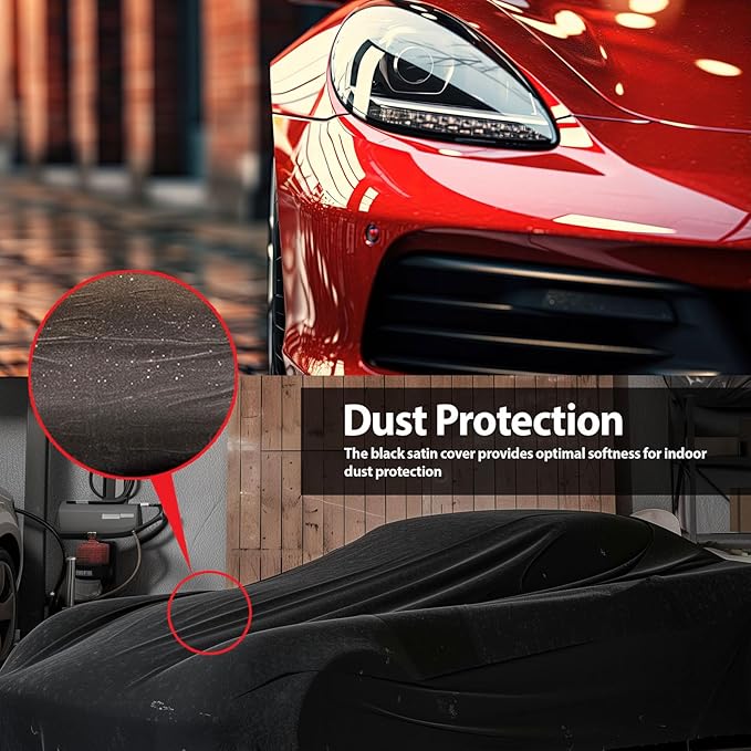 DaShield SoftTec Indoor Stretch Satin Car Cover for Hyundai Elantra 2021-2025 Sedan 4-Door Elastic Flexible High-end Luxury Dust-Proof Protection, Car Show, Underground Garage, Black