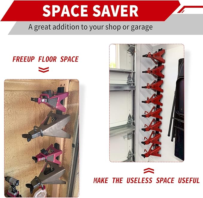 Jack Stand Wall Mount Organizer: Jack Stands Holder Storage Rack Mount - Fit for 2 & 3 Ton Jack Stand (2 Pack)