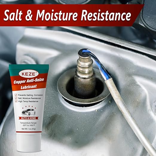 Keze Copper Antiseize Thread Lubricant Grease Rust and Corrosion Protection Heat Resistant Automotive Lubricant for Brake Pad Bolts and Nuts Spark Plug, 1 Oz-2 Pack