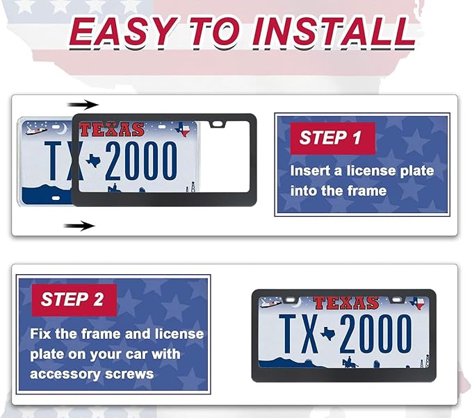 Skull License Plate Frame Black and White Skull License Plate Holder Cool Auto Accessory Car Decor Bracket Aluminum License Tag Plate with Anti-Theft Screw Caps-1Pcs