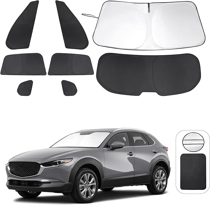TINGLU Window Shades for Mazda CX-30 2019-2024 2025 Accessories Car Side Full Windows Rear Triangular Windshield Sun Shade Sun UV Rays & Privacy Protection for Camping,Napping,and Relaxing 8PCS
