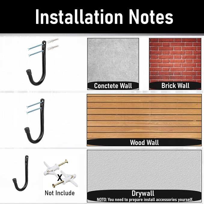 Heavy Duty Garage Storage Hooks, 3.4Inch J Utility Garage Wall Hooks for Hanging, 8 Pack Wall Mounted Hanging Hooks