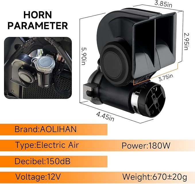 Pack of 2 Car Horn,Train Horns for Truck,Super High Pitched Train Horn for Car, Waterproof Snail Horns for Motorcycles, Cars, Trucks,Trains and Ships