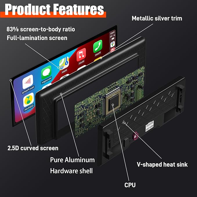 PEMP Linux 12.3" Ultra-Thin Screen E70 E71 CIC Wired Wireless CarPlay Android Auto Mirror Link Car Radio Bluetooth Video Player Screen for BMW X5 X6 2010-2012 with a 720P AHD Reverse Camera