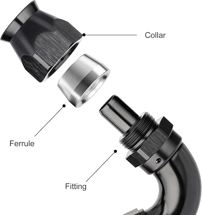 EVIL ENERGY 6AN 120 Degree PTFE One Piece Full Flow End Hose Fitting Aluminum Black