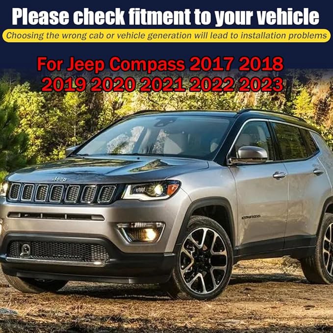 Rain Guards for Jeep Compass 2017-2023, Tape-on Side Window Deflectors for Jeep Compass, Window Visors for Jeep Cars, for Jeep Car Accessories, 4 pcs