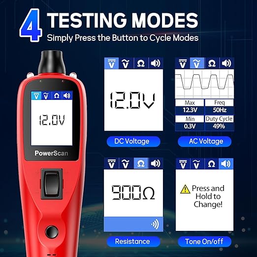 Autel PowerScan PS100 Power Circuit Probe Tester - 2025 12V 24V Car Circuit System Diagnostic Tool, Open Breaker Short Finder, Read AC/DC Resistance, Activate Component, w/ 20ft Cable, for 99% Cars