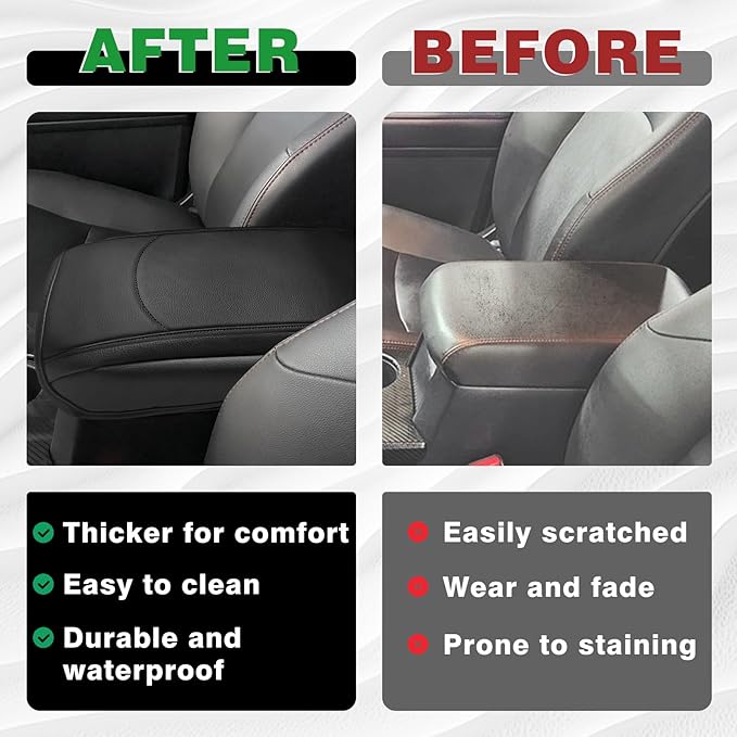 Muslogy Center Console Armrest Cover Compatible with Toyota 4Runner 2010-2024 Comfort Armrest Pad Arm Rest Cushion Vegan Leather Protector Regular Thick