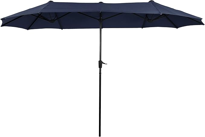 PHI VILLA 13ft Double-Sided Twin Outdoor Patio Umbrella Market Umbrella, Navy