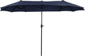 PHI VILLA 13ft Double-Sided Twin Outdoor Patio Umbrella Market Umbrella, Navy