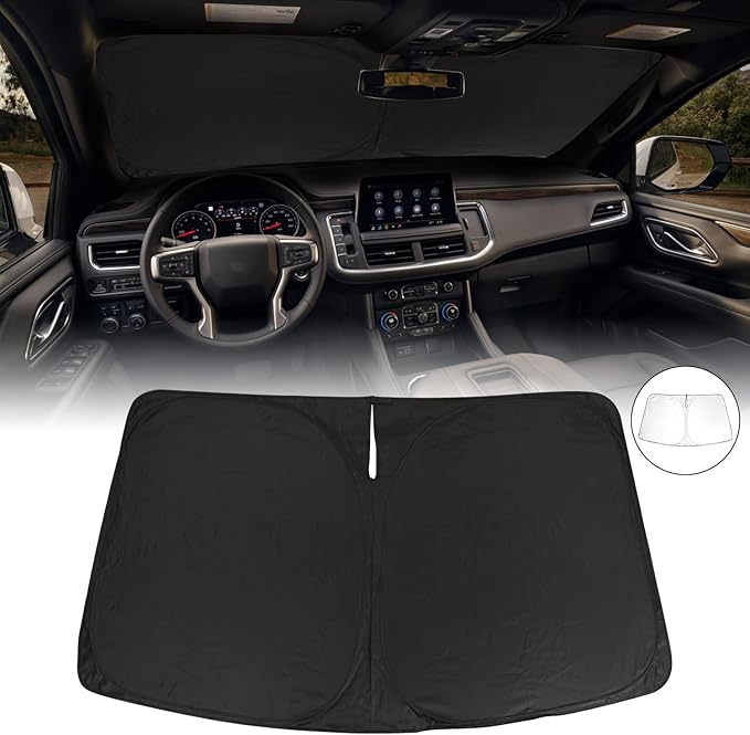 ROCCS Windshield Sunshade UV Ray Reflector Compatible with Chevy Tahoe GMC Yukon 2021-2025 Front Window Sun Shade Shield Cover Foldable Reflective Sun Visor