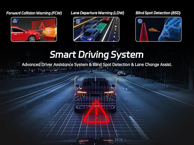 Pelsee 4K 3 Channel Dash Cam Front and Rear Inside, Dash Camera for Cars, 4K+1080P+1080P Dashcam with APP & WiFi, 64GB Card Included, Smart Driving System ADAS DMS, 24H Parking Mode,G-Sensor,256GB Max