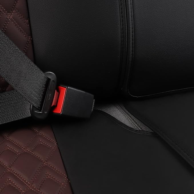 JOJOBAY Car Seat Covers for Dodge Ram,Fit Ram 2009-2025 1500/2500/3500 Pick-up Truck,Crew,Regular,Quad,Mega Cab,Waterproof Leather Automotive Interior Accessories（Rear Seat Cover,Black-Brown）