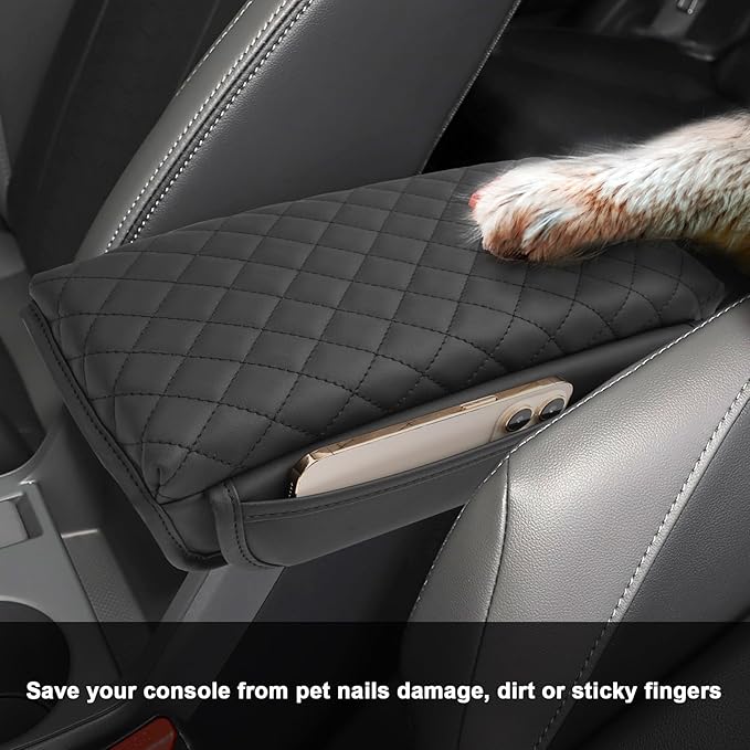 SXCY for 2024 2025 Crosstrek Armrest Cover (Thickened) for Subaru Crosstrek 2025 Accessories 2024 Crosstrek Center Console Cover 2025 Crosstrek Middle Console Cover (Checked, with Side Pockets)