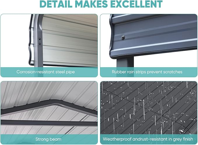 Metal Carport,Carport Canopy 12x20 Heavy Duty All Weather,Car Tent Garage with Galvanized Metal Roof,Metal Car Port for Snow,Outdoor Car Shelter