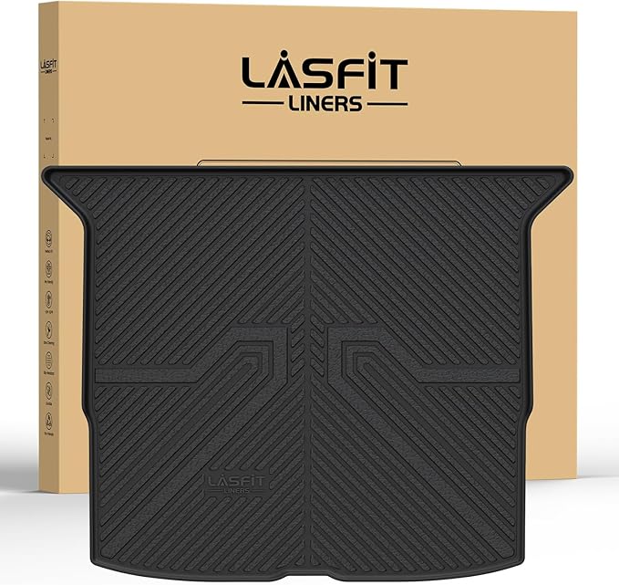 LASFIT Trunk Mat for Honda Passport 2019 2020 2021 2022 2023 2024 2025, All Weather Custom Fit TPE Cargo Mat Trunk Tray Cargo Tray, Black