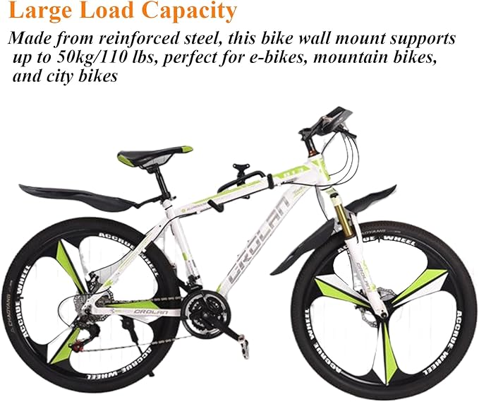Bike Wall Mount Heavy Duty Steel Bicycle Rack 360°Swivel Adjustable Bike Hanger Space-Saving Foldable Bike Hook Soft Padding Bike Holder Fits City Bikes Mountain Bikes Road Bikes