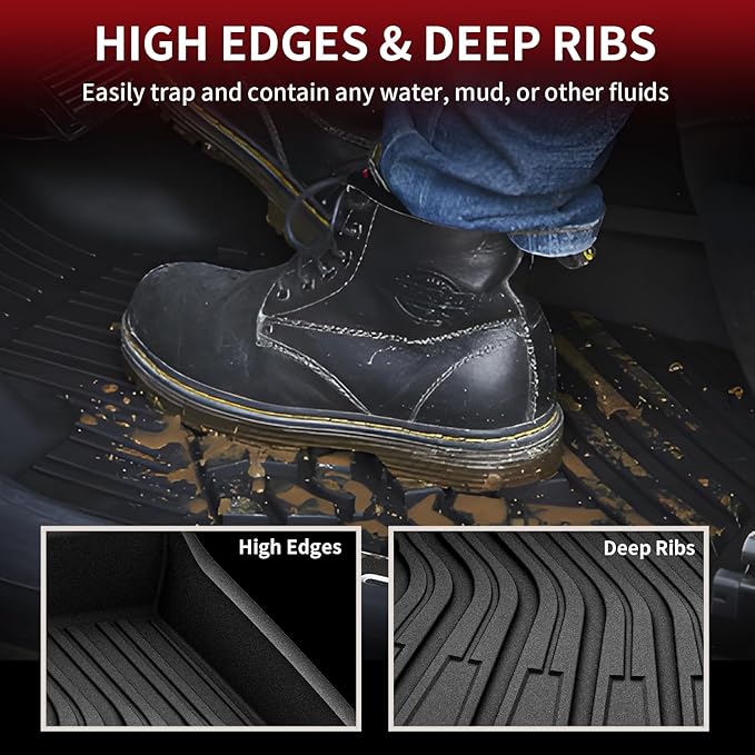 LASFIT Floor Mats & Cargo Mats for Volkswagen ID.4 2025 2024 2023 2022 2021, All Weather TPE Custom Fit Floor Liners for VW ID.4 1st & 2nd Row Car Mats & Trunk Mats, Black