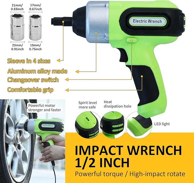 Electric Car Jack Kit 5Ton 12V Car Jack Hydraulic (Lifting Range: 6.1-20.86 inch) with Impact Wrench & Inflator for SUV MPV Sedan Truck with LCD Tire Pressure Display