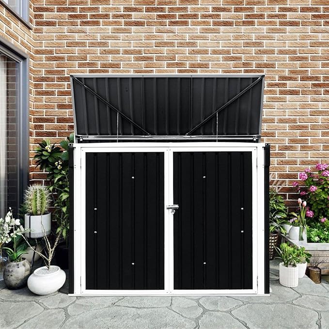 Goplus 6' x 3' Outdoor Storage Shed, Multi-Purpose Galvanized Steel Garden Shed with Air Vent and Lockable Door, Tool Storage Shed for Backyard, Patio & Lawn