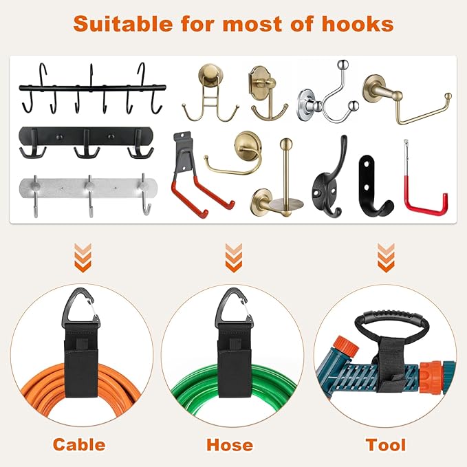 Extension Cord Holder Organizer(10Pack), Extension Cord Hanger for Garage Organization and Storage, 4-pk 16",2-pk17 and 4-pk 22" Heavy Duty Storage Straps, Garage Gadgets for Men (10, Black)