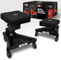Mechanic Stool with Wheels, Hydraulic Adjustable Shop Stool on Wheels, Garage Work Rolling Chair for Workshop, 400 LBS Capacity, 4 Inch Casters, 360° Swivel Casters Roller Chair, Black