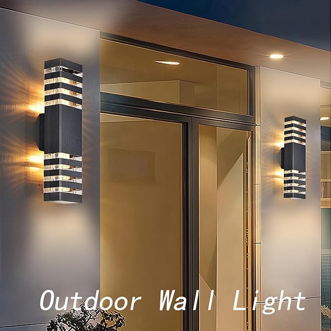 18inch LED Square Up & Down Wall Lights,24W Outdoor Wall Light 4000K Day White Aluminum Body Waterproof IP65 LED Exterior Light Fixtures Wall Mount for House Patio Garage Garden. (2 Pack)