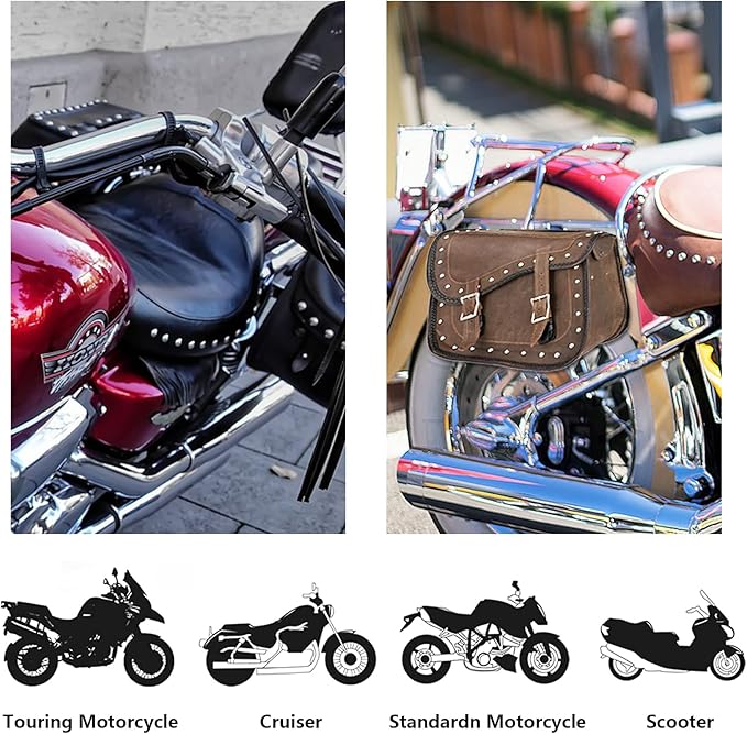 GARGOYLE BELLS Genuine Leather Motorcycle Saddle Bags Motorcycle Luggage Bag For Softails Sportsters Dyna ect