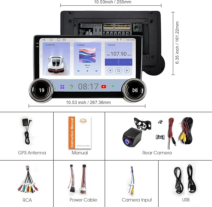 10.1" Wireless CarPlay & Android Auto Car Stereo - 2GB RAM 64GB ROM, DSP Sound, 1080P Backup Camera, Bluetooth 5.0, HD Touchscreen Media Receiver