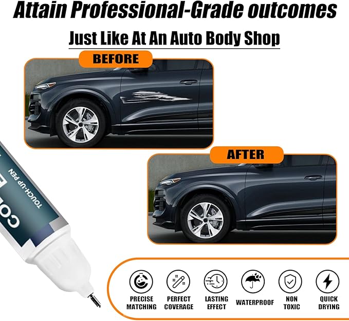 Manhattan Gray Metallic(LX7L/H1) Touch Up Paint Compatible with Audi, Car Paint Pen Scratch Repair Two-In-One Touch Up Paint, Premium Car Scratch Remover for Deep Scratches