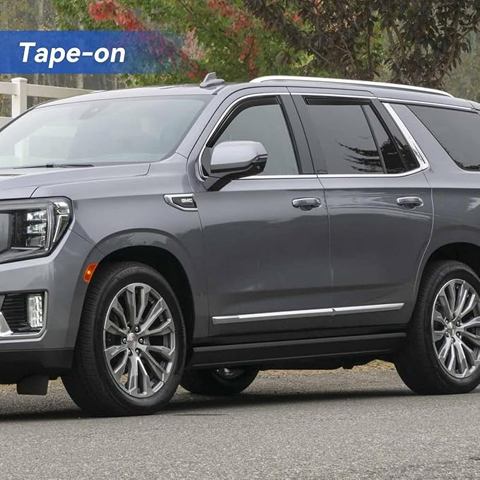 Window Visors Rain Guards for 2021 2022 2023 2024 2025 Chevy Tahoe, Out-Channel Window Vent Wind Deflectors Visors Shades for 21-25 GMC Yukon (Not for Yukon XL)