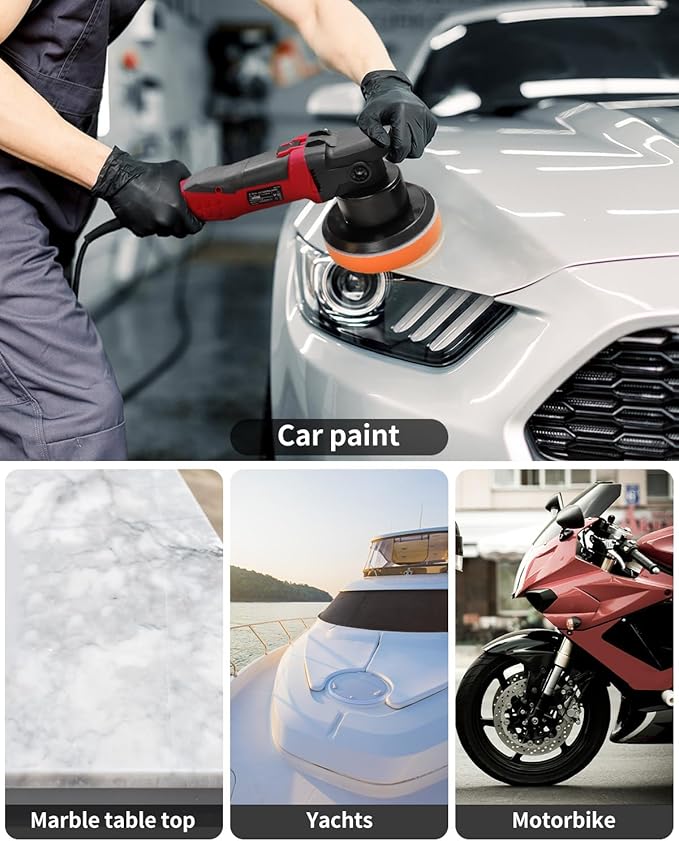 AVID POWER Buffer Polisher, 6-inch Dual Action/DA Polisher for Car Detailing, Random Orbital Car Buffer Polisher Waxer Kit with Variable Speed & 3 Polishing Pads