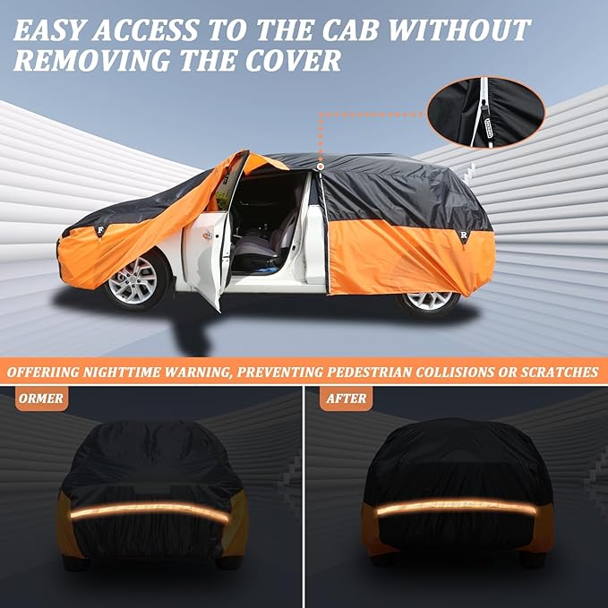 Car Cover Waterproof All Weather for Automobiles, Snowproof UV Protection Windproof Outdoor Full car Cover for All Weather Indoor Outdoor，Universal Fit for Sedan (Length 160-210 inches)