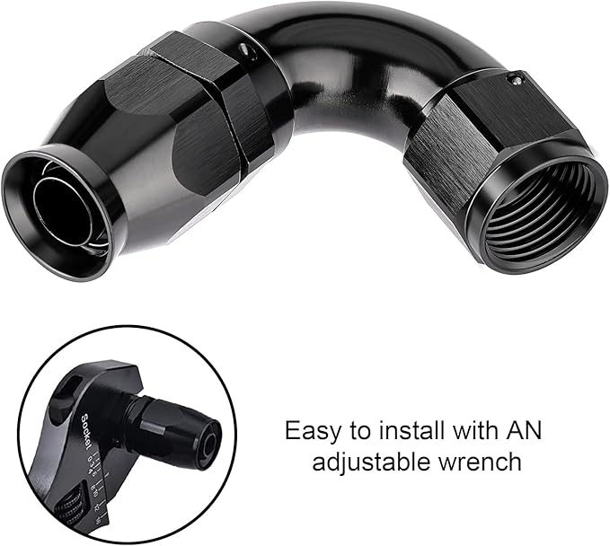 EVIL ENERGY 12AN 120 Degree PTFE One Piece Full Flow End Hose Fitting Aluminum Black