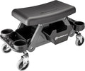 Powerbuilt Heavy-Duty Utility Rolling Seat Upgraded with Padding, Sturdy Locked in Trays, Premium Wheels for Garage Work - Grey 642924ECE