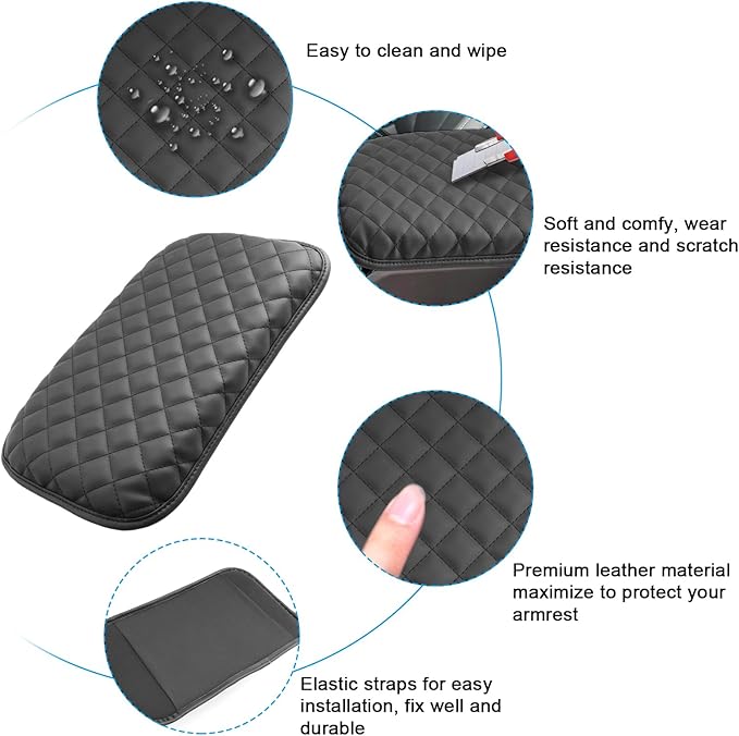 SXCY for 2022-2025 Grand Cherokee Armrest Cover for Jeep Grand Cherokee 2025 Accessories 2024 Grand Cherokee Console Cover 2025 Grand Cherokee Middle Console Cover(Checked Pattern Thickened)