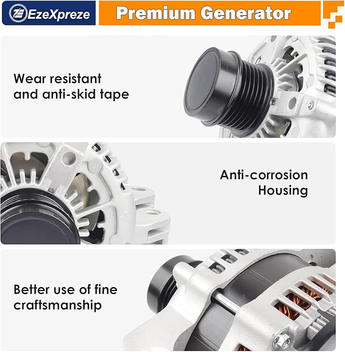 EzeXpreze Alternator Compatible with Chrysler 300 11-21 & Dodge Challenger 15-21, Charger, Durango & Jeep Grand Cherokee 11-20 & Ram 1500, 3.6L, 12V 180A CW 6-Groove Clutch Pulley, Replace# 4801778AF
