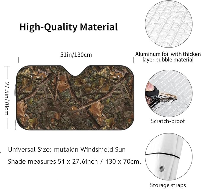 Camouflage Hunting Car Windshield Sunshade Front Window Sun Visor Protector Foldable Shield Cover for Truck SUV