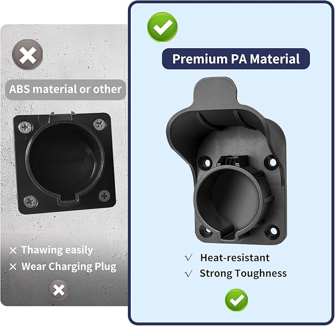 EV Charger Holder Wall Mount for SAE J1772 - Heavy Duty Electric Vehicle Connector Nozzle Holster Dock with Anti-Drop Lock, for Home, Garage, and Outdoor Use