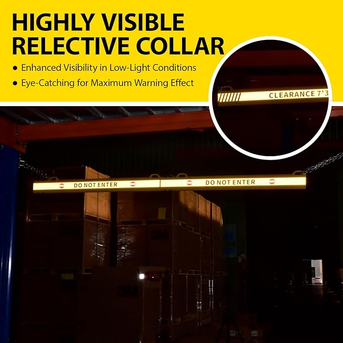 ClearanceGard 80″ x 4″ Clearance Bar Kit with 2m Height Lettering – Yellow & White Reflective Tape – Plastic Material – Ideal for Underground Garages, Tunnels, Underpasses, and Drive-Thru Canopie