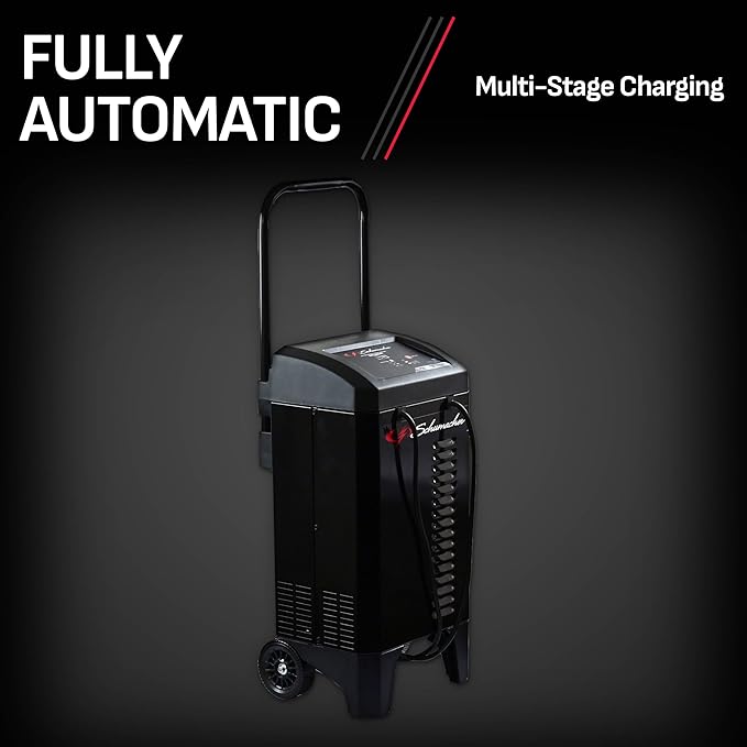 Schumacher Electric 4-in-1 Wheeled Battery Charger, Maintainer, and Engine Starter, SC1324, Fully Automatic, 200 Cranking Amps, 40 Amp Boost, 12V, for Car, Truck, and Other Large Vehicle Batteries