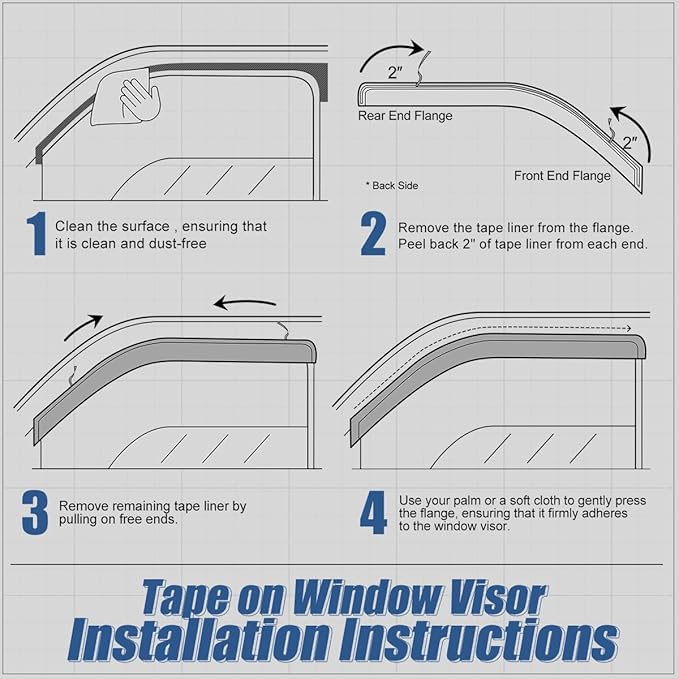 Auto Dynasty Set of 4 Carbon Fiber Pattern Window Visors Compatible with 00 01 02 03 04 05 06 Cadillac Escalade EXT ESV GMC Yukon, Tape-On Rain Guards Shield Vent Shade Deflector Glossy Black