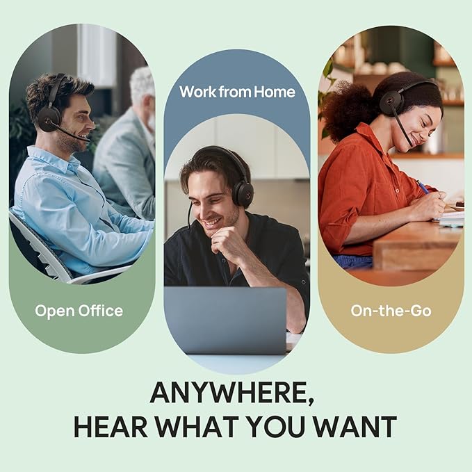 Yealink BH74 with Stand Active Noise Canceling Wireless Headset with Mic for Work, 6-mics Hybrid ANC Microsoft Teams Premium Open Ofﬁce Certified Headsets Bluetooth 5.3, up to 32h Talk, UC Compatible