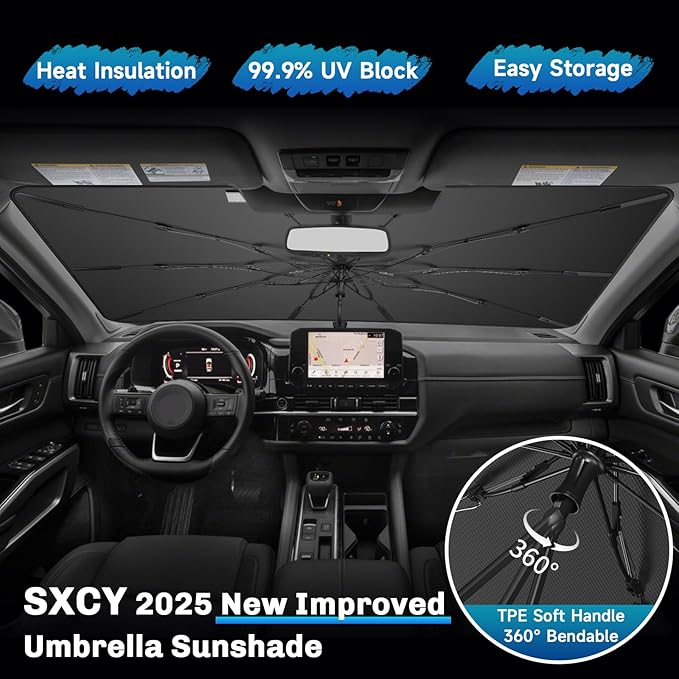 SXCY for 2022-2024 2025 Pathfinder Windshield Umbrella Sunshade [Easier Foldable] for 2025 Pathfinder Accessories 2025 Pathfinder Sunshade Umbrella 2025 Pathfinder Windshield Umbrella Shade