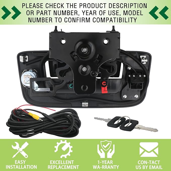 Backup Camera Tailgate Handle Rear View Camera Liftgate Latch Handle with Key Lock Cylinder Black Compatible with 2007-2014 Chevrolet Chevy Silverado GMC Sierra 1500 2500 3500