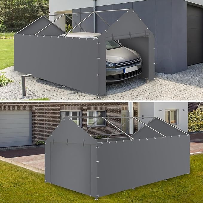 Sidewall Panel with Elastic Ball Bungees, for 10x20 FT or 12x20 FT Garage Party Tent Shelter - Gray, One Sidewall Panel Only